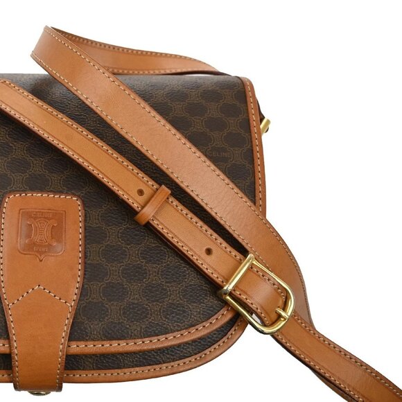 CELINE Logo Macadam Pattern Shoulder Bag PVC Leather Brown GHW Italy 35CA072 - Picture 10 of 16